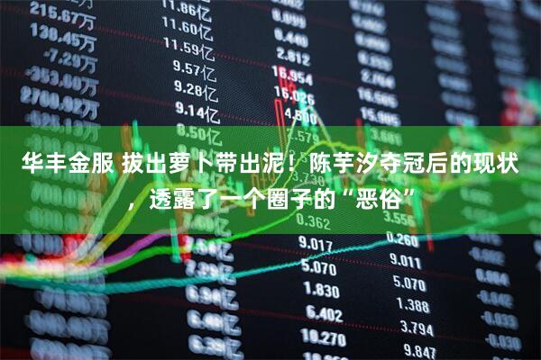 华丰金服 拔出萝卜带出泥！陈芋汐夺冠后的现状，透露了一个圈子的“恶俗”